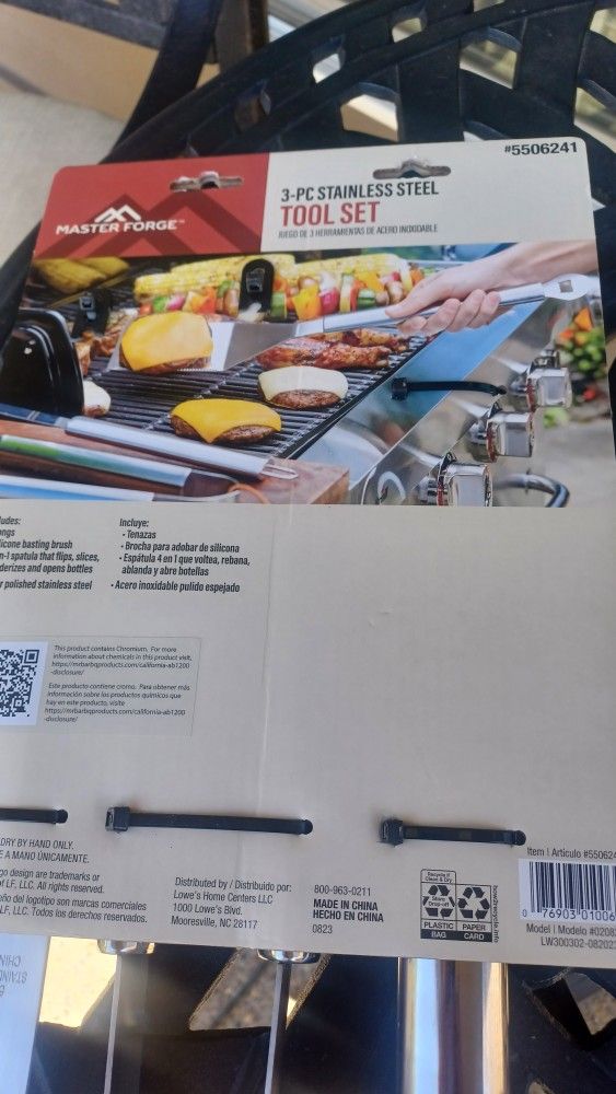 New Master Forge 3 Pc Prestige Stainless Steel Tool Set For BBQ Grill Cooking Nice!
