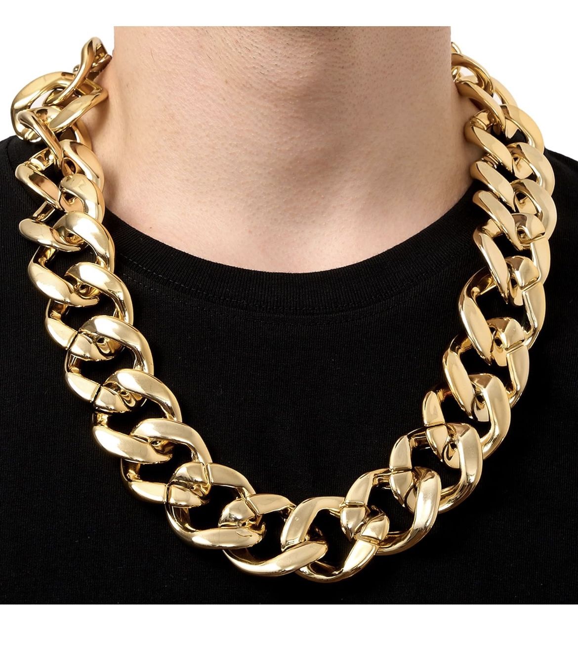 Creations Chunky Fake Gold Chain for Hip Hop Rapper Costume Jewelry, Fake Plastic Gold Necklace