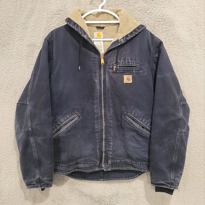 Carhartt Sierra Jacket Sherpa Lined Mens MEDIUM J141 MDT Detroit Midnight Blue