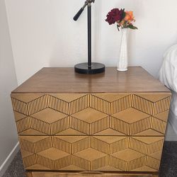 Modern Geometric Wood Nightstands (Set of 2)