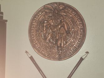 Aztec Warrior Round Wall Plaque