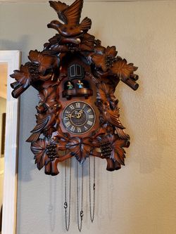 Large Carved Wood Cuckoo Clock with Dancers