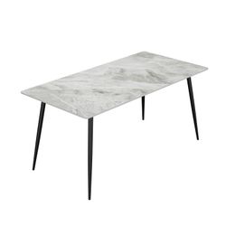Dining Table with Sintered Stone Tabletop and Metal Legs, 63 Rectangular Modern Kitchen & Dining Room Table