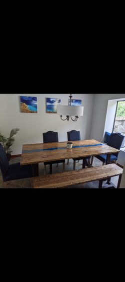 Live edge dining table - seats 6 with bench