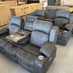 Furniture, Sofa, Sectional Chair, Recliner, Couch, Patio, Power, Usbled Lights