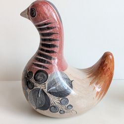 Vtg Dove Tonala Figurine Bird Mexican Folk Art Pottery Rustic Decor 7.8" Tall