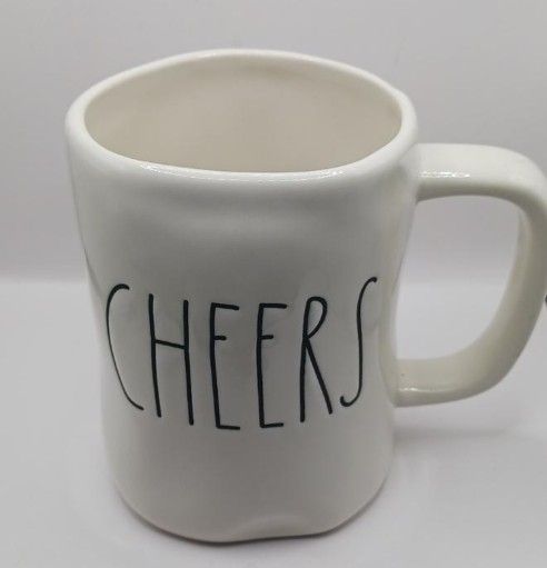 Rae Dunn Artisan Collection by Magenta "Cheers" Mug, white, black letters