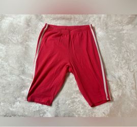Women’s pink white Coral striped soft stretch high rise Biker Shorts size small