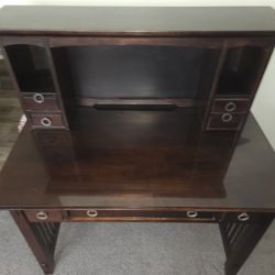 COMPUTER DESK GLASS TOP WOOD MULTIPLE STORAGE DRAWERS HOME FURNITURE