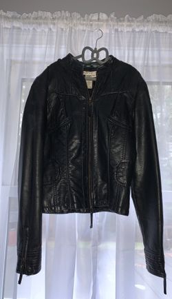 Black leather biker jacket womens