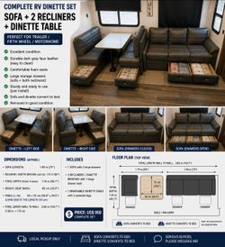 RV Furniture Set – Sofa Bed + Dinette Bed + 2 Seats + Table