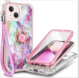 NGB Supremacy Designed for iPhone 13 Case (6.1 inch), Full Body Protection with [Built-in Screen Protector]/Ring Holder/Wrist Strap, Shockproof Bumper