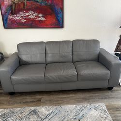 Grey Faux Leather Couch/love Seat 