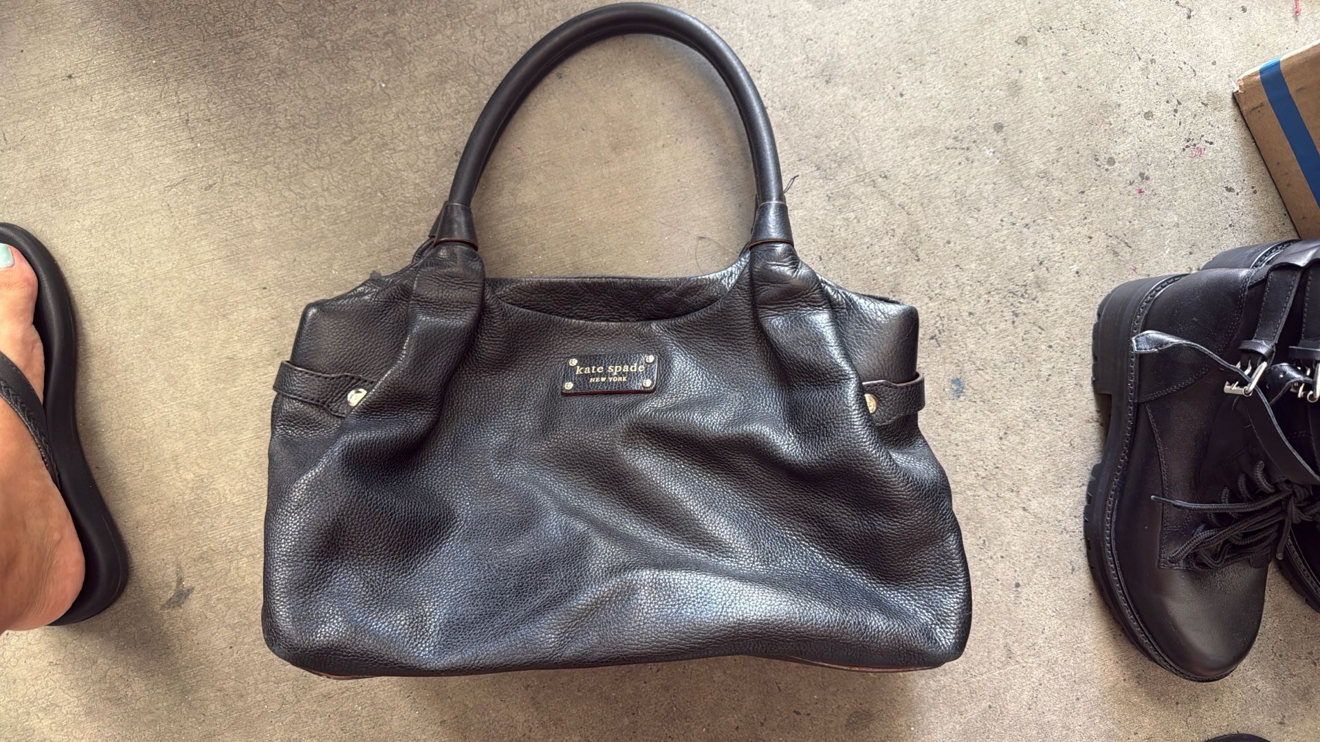 Kate Spade Black Leather Purse Lightly Used See Pics For Dimensions Pick Up Only Surprise Bell/reems