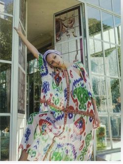 Zara Multicolor Ikat Print Maxi Kaftan Dress