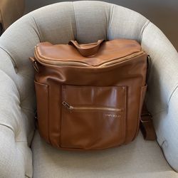 Genuine Fawn Design Brown Leather Diaper Bag
