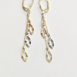10kt Real Gold Tricolor Hanging Earring
