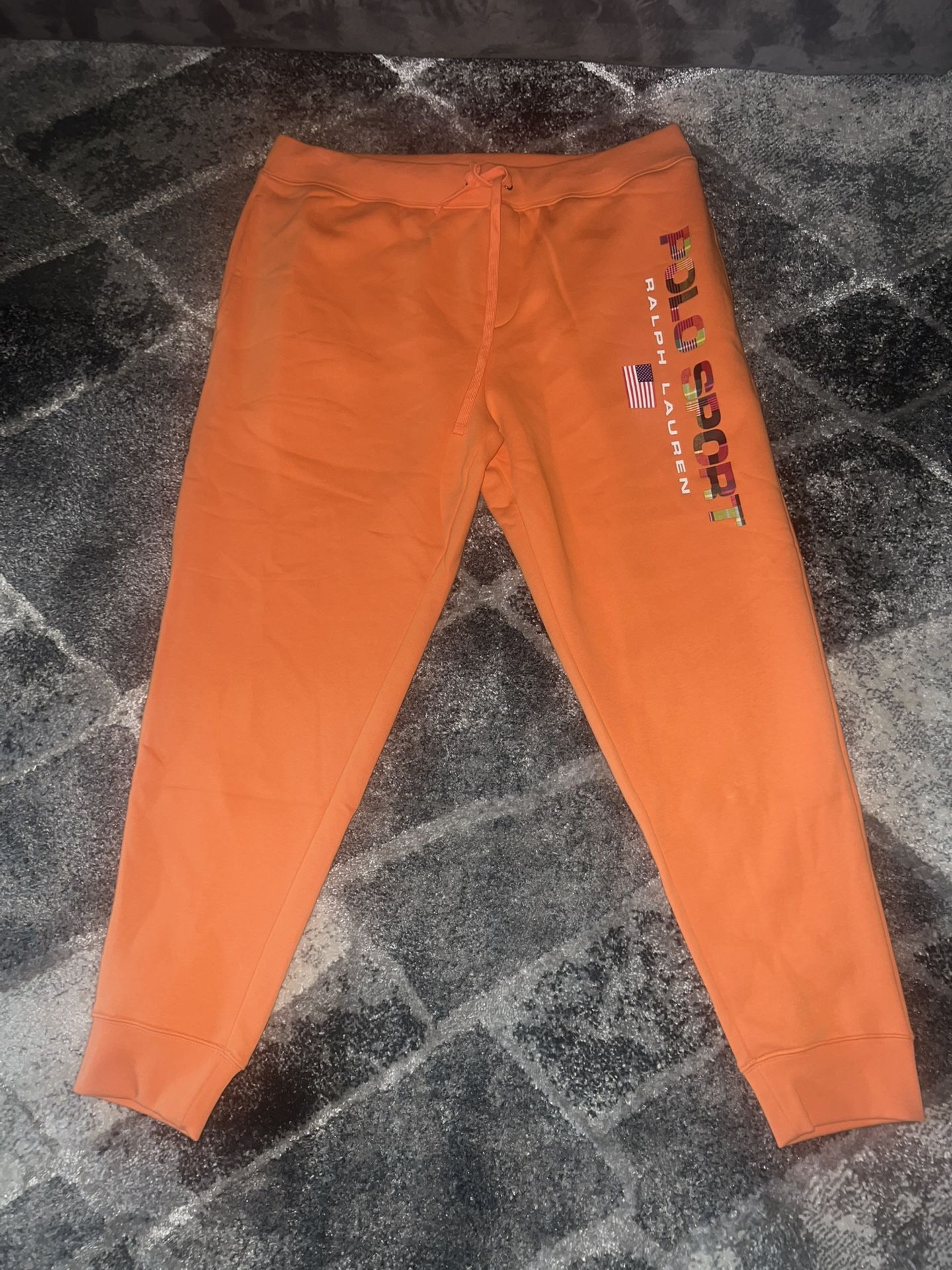 Men's Polo Ralph Lauren Orange Polo Sport Fleece Jogger Pants Sz XXL