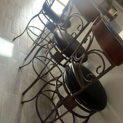3 Metal And leather Bar Stools