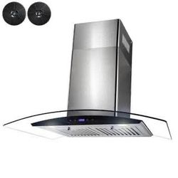 New -30 in. 217 CFM Convertible Wall Mount Range Hood in Stainless Steel w/ Tempered Glass, Black Touch Panel, Carbon Filters