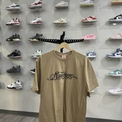 Brand New Supreme Script Tee Khaki Size L