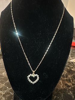 Gold Chain Necklace with Crystal Heart Pendant