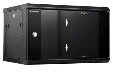RackPath 6U Wall Mount Network Rack Cabinet – Quiet Cooling Fan, Locking Glass Door, 17.7" Deep (450mm), Removable Locking Side Panels, Fits 19" IT &