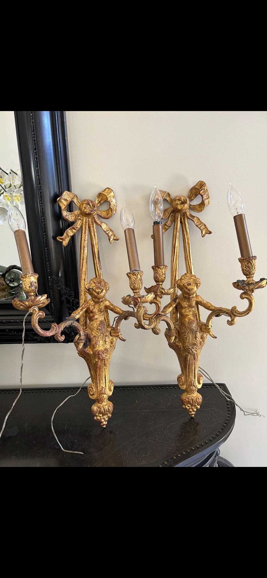 Antique Bronze Sconces A Pair Collectibles & Art