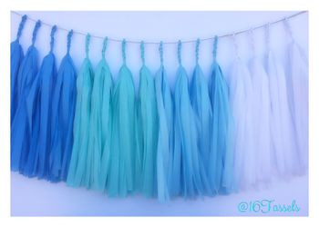 Tassel Garland- SkyBlue/Aqua/LightBlue/White