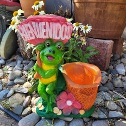 Welcome Frog With Basket 