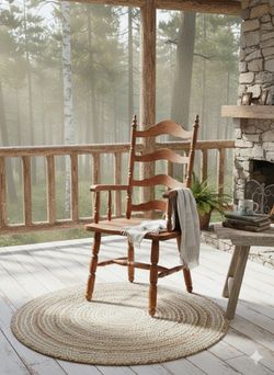 ✨ Vintage Timeless Classic Solid Oak Ladderback Shaker Style Armchair ✨ Cabin Cottage Boho Eclectic Grand Millennial Victorian 

​