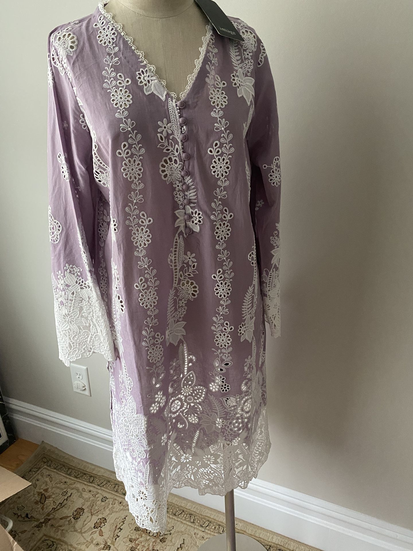 Pakistani Cotton Kameez Wide Leg Pants Suit Dress