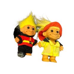 Troll Doll Russ 5" England Palace Guard British Soldier Firefighter Yellow Hair