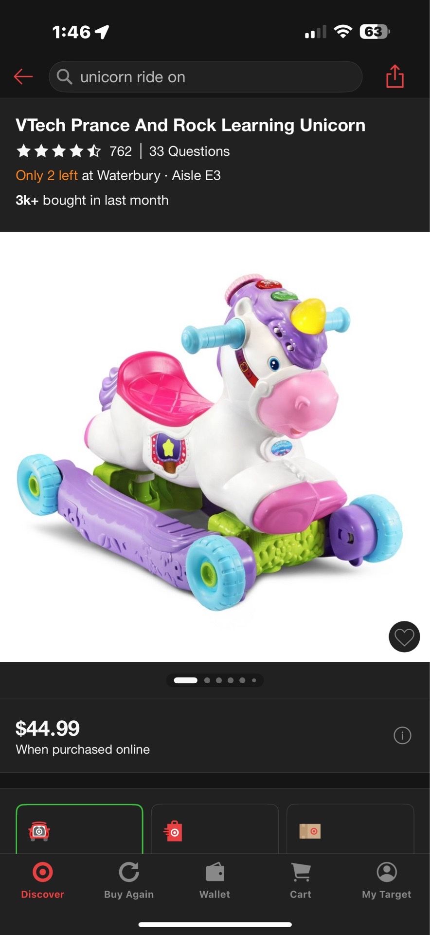 V-Tech Unicorn ride on Learning Toy
