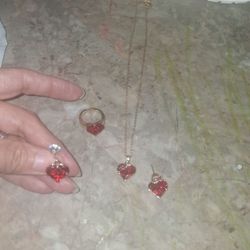 Red Heart Crystal Jewelry Set