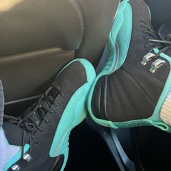 Teal and Black Jordan 12s