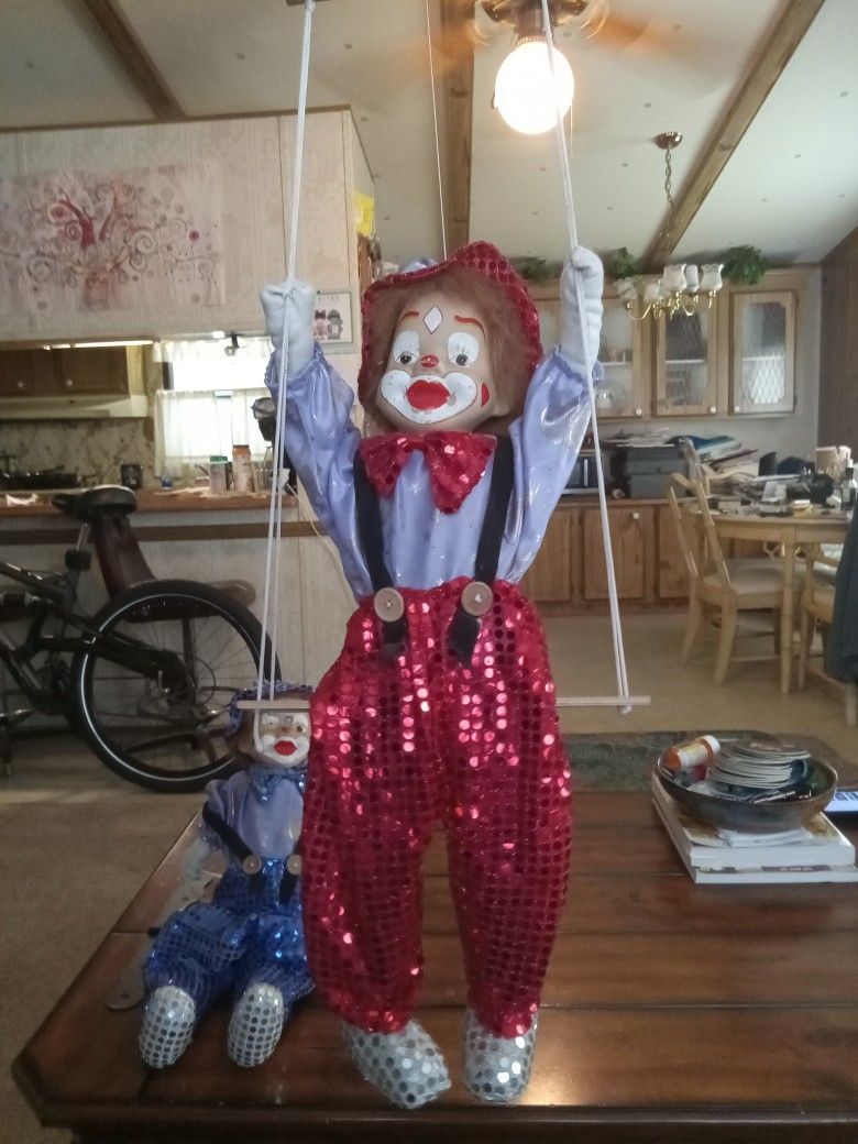Rare Antique Porceilan Marionette Puppet Dolls