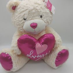 LOVE Teddy Bear: 13" Cream & HOT Pink Stuffed Toy/Southwest Philadelphia 19153