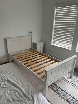 White Wood Twin Bed Frame