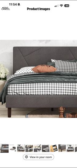 Gray Upholstered Bed Frame