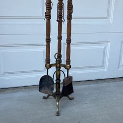 Antique Fireplace Tool Set Three Piece