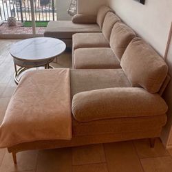 111“ 3-Piece Modern Upholstered Sectional Couch, Sand