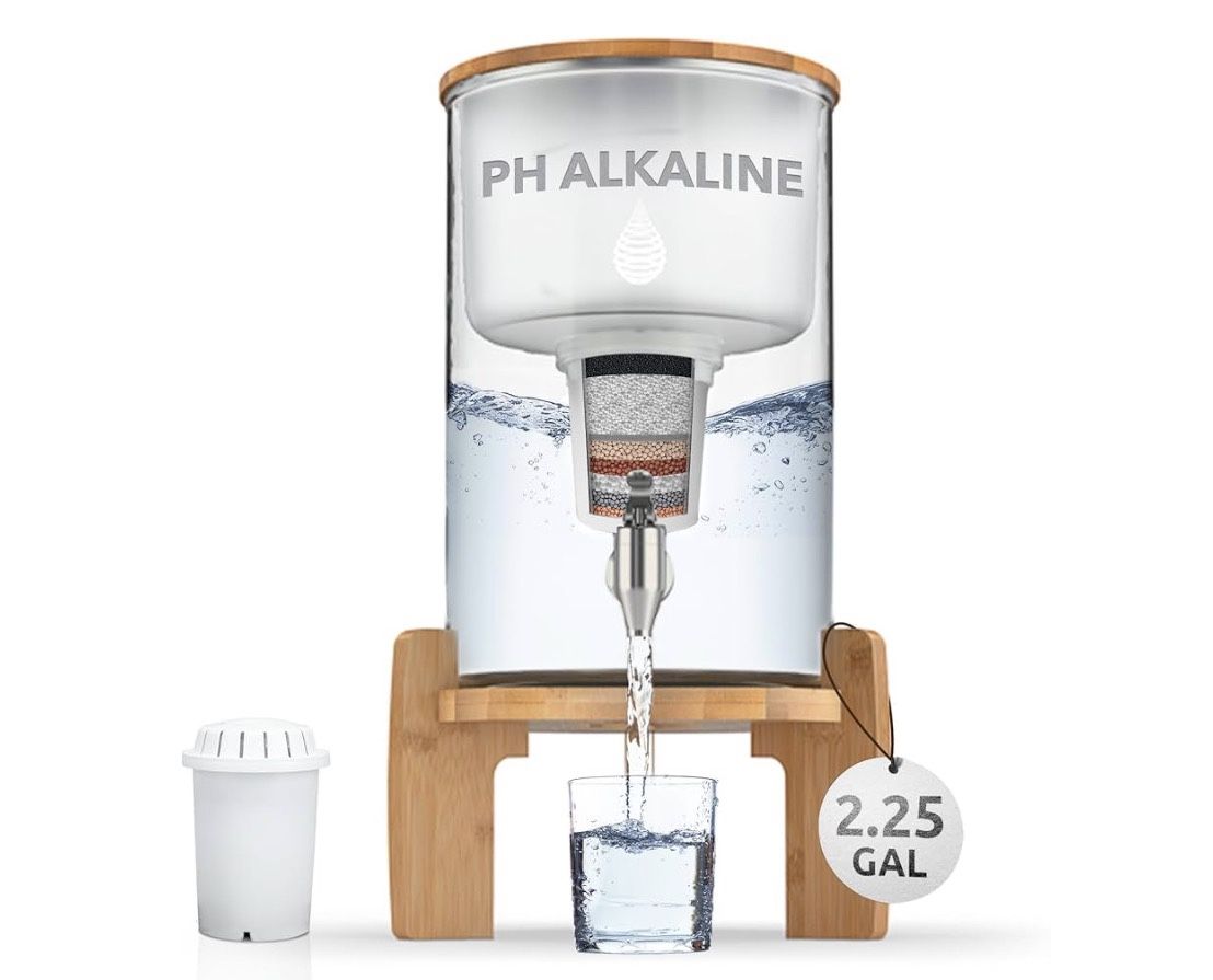 NEW! Invigorated Water pH Recharge Glass Alkaline Water Dispenser Filter System- Countertop Purifier
