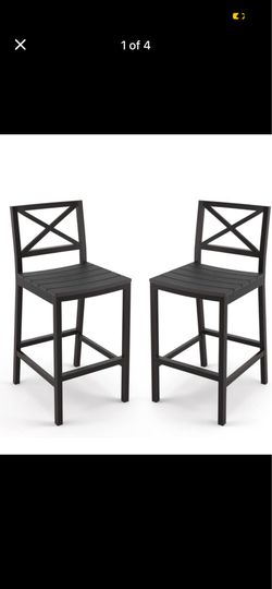 New Cozyman Humphrey 26 in. Black Aluminum Plastic Outdoor Bar Chairs Outdoor Bar Stool (Set of 4