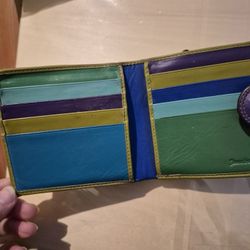 Genuine Leather Wallet Multi Color Muted Tones