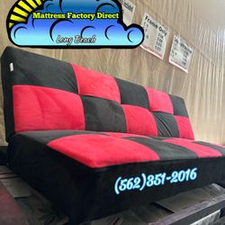 Futon Bed- Red Checker