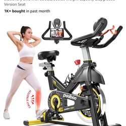 pooboo Exercise Bike, Adjustable Magnetic/Brake Pad Resistance Silent Belt Drive, Indoor Cycling Bike for Home Cardio, Fitness Stationary Bike with 35