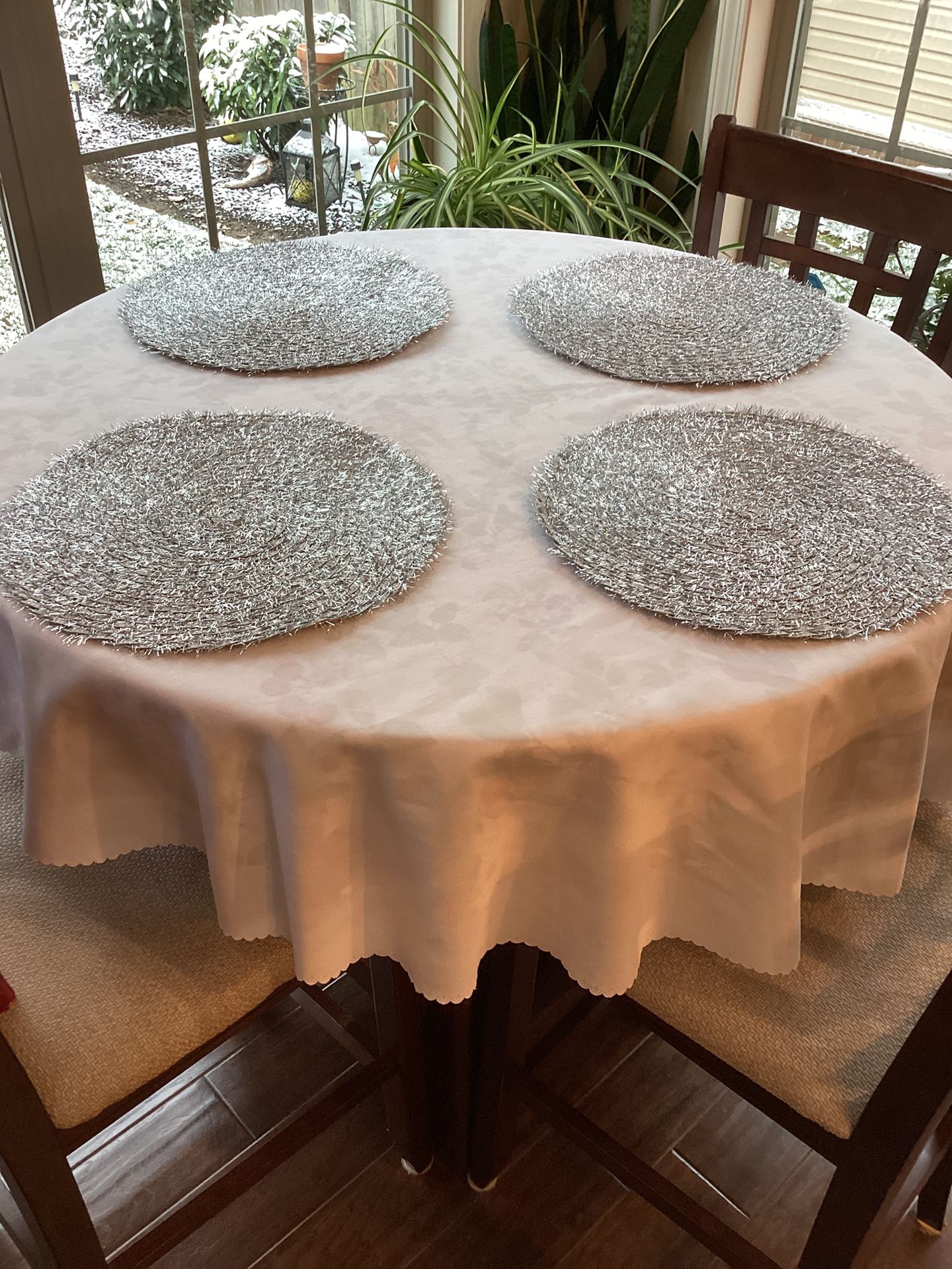 PIER 1 Imports (SET OF 4) NEW silver woven fringe placemats