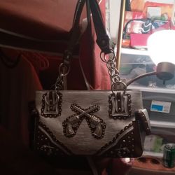 Brand New Silver And Brown Pistol Purse