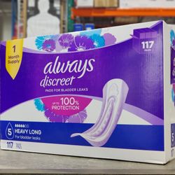 Always Discreet Incontinence Pads, Heavy Long, 117 ct.